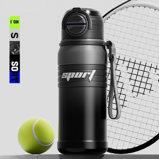 2-Pack Black 680ml Large Capacity Sports Insulated Tumbler - 316 Stainless Steel Straw Water Bottle, Dual-Use Lid for Travel & Outdoors