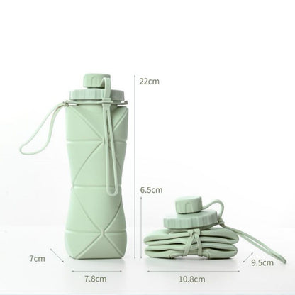 Green Portable Food Grade Silicone Collapsible Sports Water Bottle 600ML - Folding down 80% , Low High Temperature Resistant