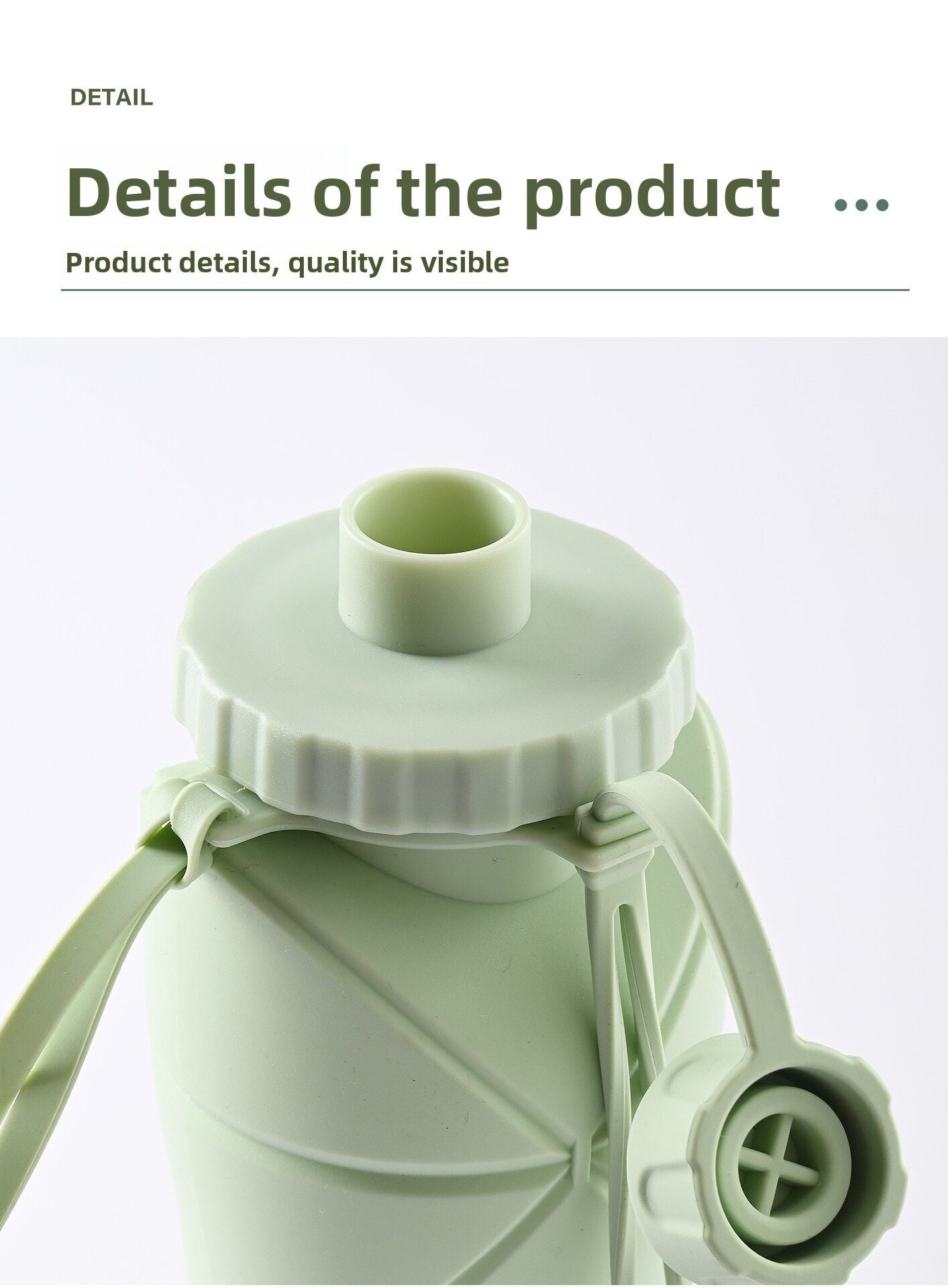 Green Portable Food Grade Silicone Collapsible Sports Water Bottle 600ML - Folding down 80% , Low High Temperature Resistant