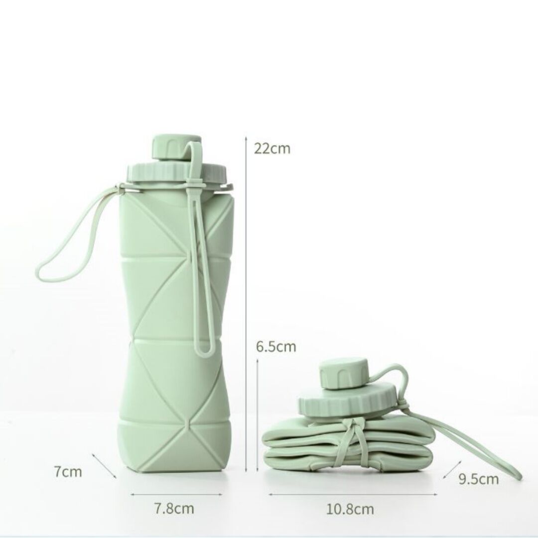 Pink Portable Food Grade Silicone Collapsible Sports Water Bottle 600ML - Folding down 80% , Low High Temperature Resistant