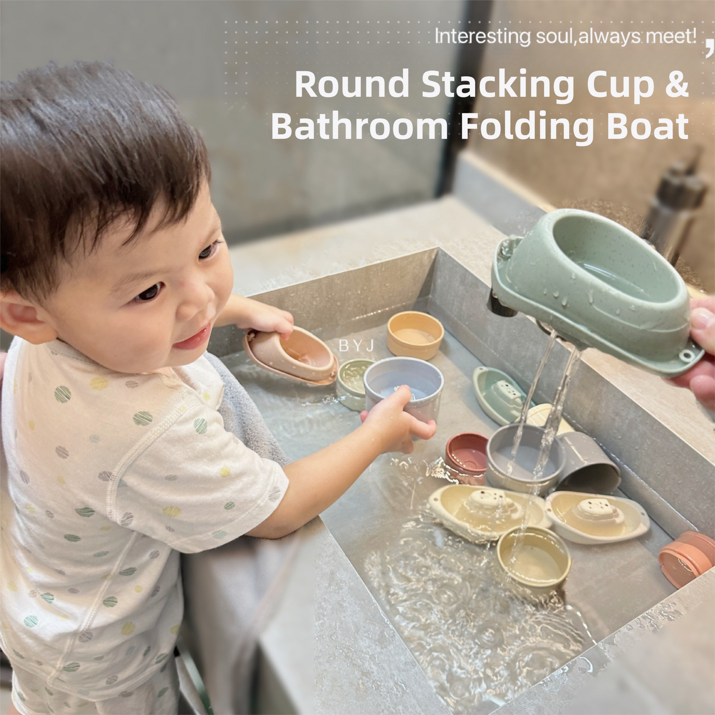 11PCS Sailboat Stacking Cups Bath & Beach Toy Set - Creative Stacking Game for Toddlers, Water Play Educational Building Blocks