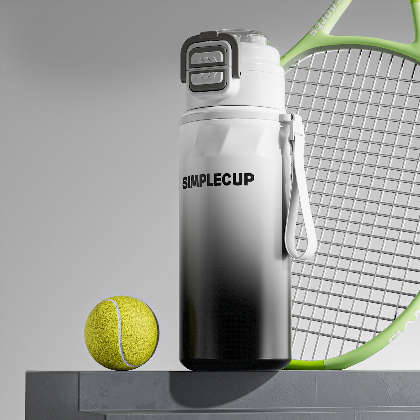 Gradient White 670ml Large Capacity Sports Insulated Tumbler - 316 Stainless Steel Straw Water Bottle, Dual-Use Lid for Travel & Outdoors