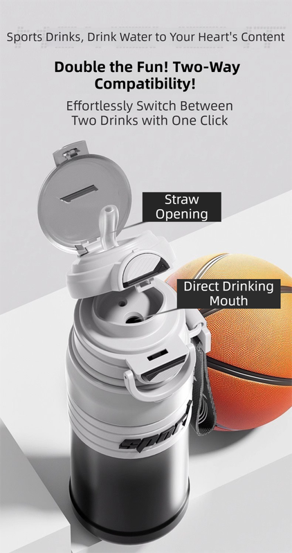 Gradient White 670ml Large Capacity Sports Insulated Tumbler - 316 Stainless Steel Straw Water Bottle, Dual-Use Lid for Travel & Outdoors