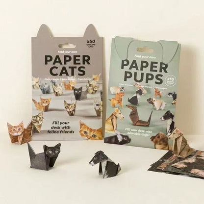 DIY Geometric Origami Kit for Kids Total 100 Sheets - Semi-Finished Cat and Dog Folding Craft