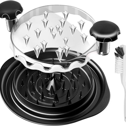 Black Chicken Shredder Machine with Transparent Lid & Brush - Manual Meat Chopper and Pulverizer for Cooked Chicken and Pet Food