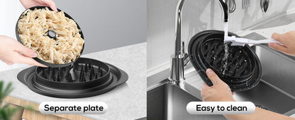 Black Chicken Shredder Machine with Transparent Lid & Brush - Manual Meat Chopper and Pulverizer for Cooked Chicken and Pet Food