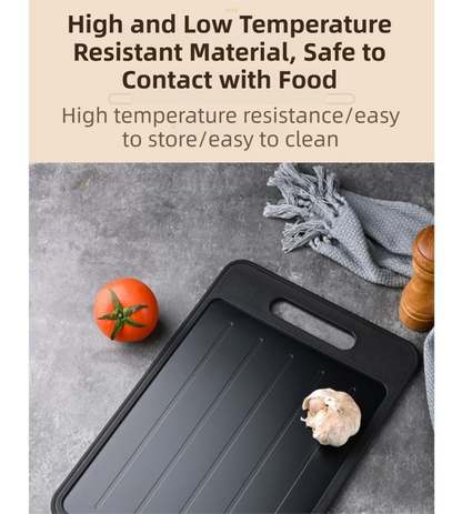 Beige Aluminum Fast Thawing Dual-Sided Cutting Board(31x21CM) - Multifunctional Kitchen Tool with Garlic Grinder and Knife Sharpener