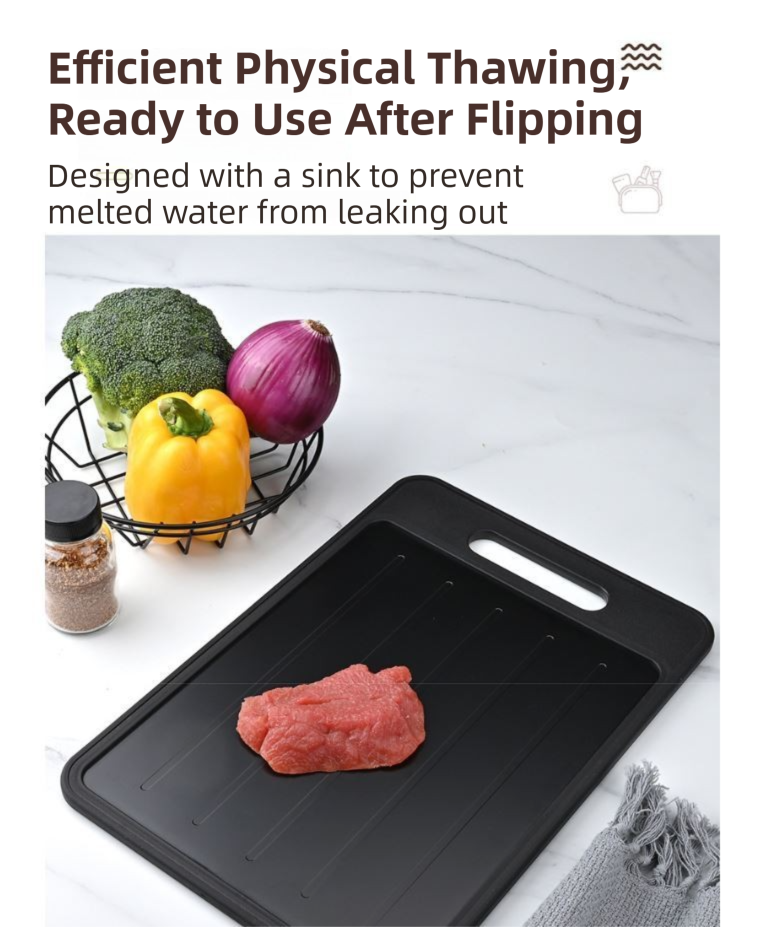 Grey Aluminum Fast Thawing Dual-Sided Cutting Board(31x21CM) - Multifunctional Kitchen Tool with Garlic Grinder and Knife Sharpener