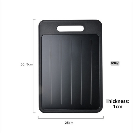 Black Aluminum Alloy Fast Thawing Dual-Sided Cutting Board(36.5x25CM) - Multifunctional Kitchen Tool with Garlic Grinder and Knife Sharpener