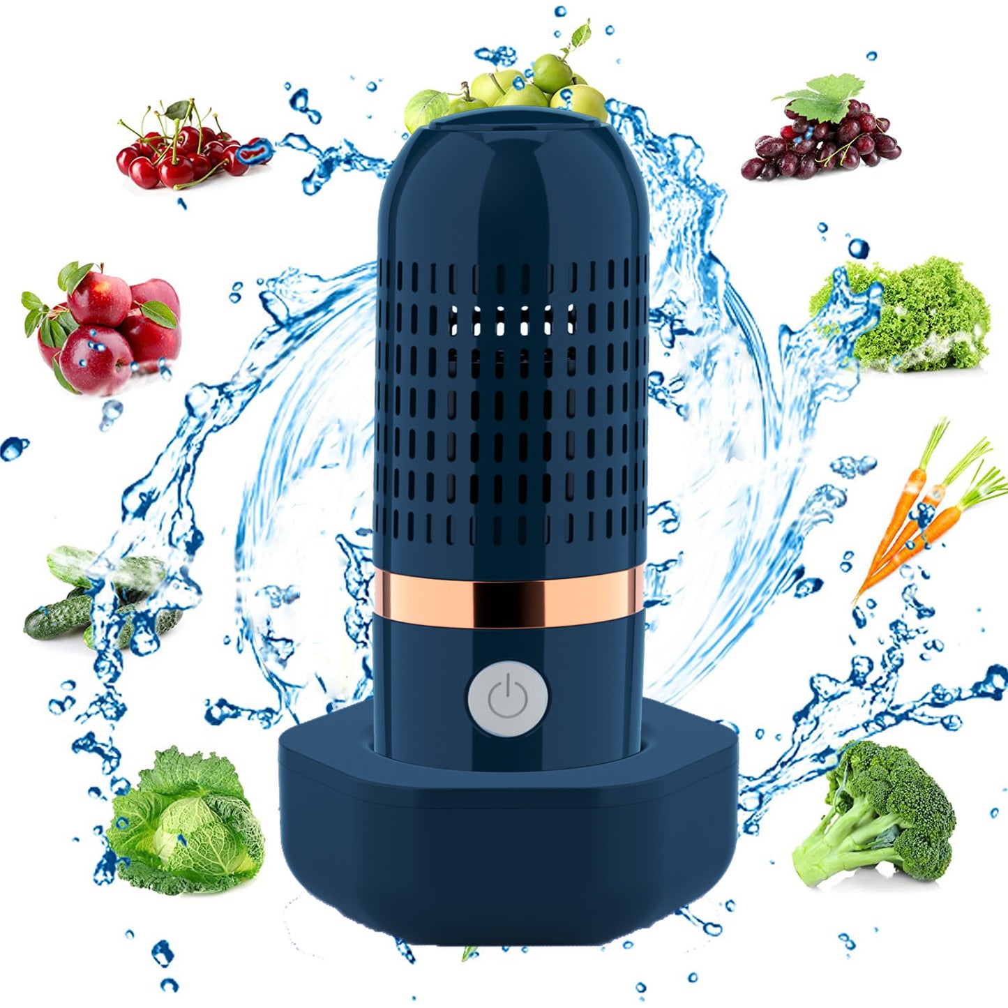 Blue Wireless Capsule Fruit and Vegetable Purifier(16x5.4CM) - Portable Food Disinfection & Sterilization Cleaner, 99.9% Bacteria Removal