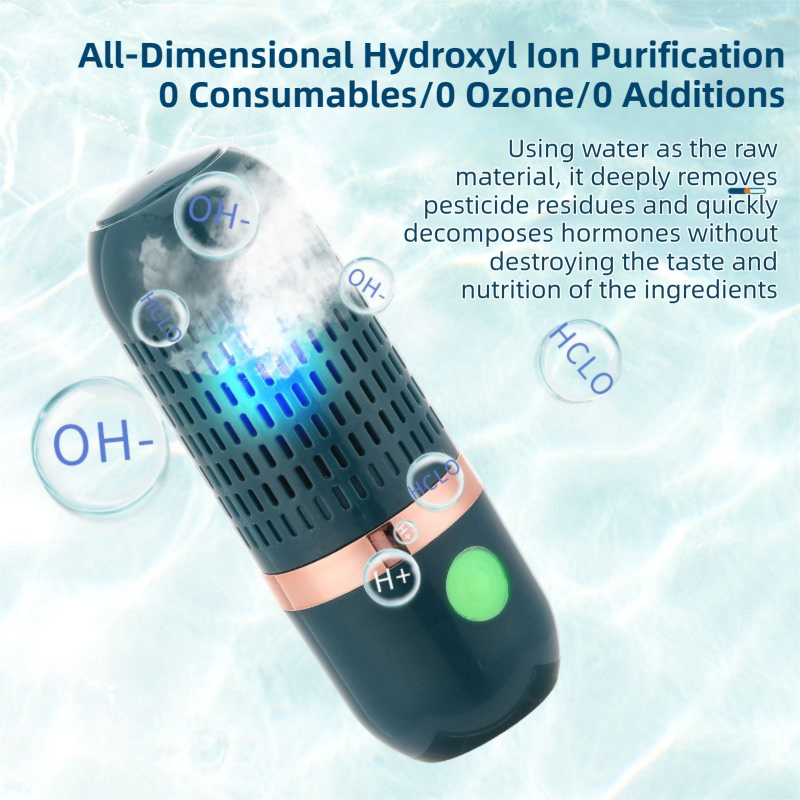 Green Wireless Capsule Fruit and Vegetable Purifier(16x5.4CM) - Portable Food Disinfection & Sterilization Cleaner, 99.9% Bacteria Removal