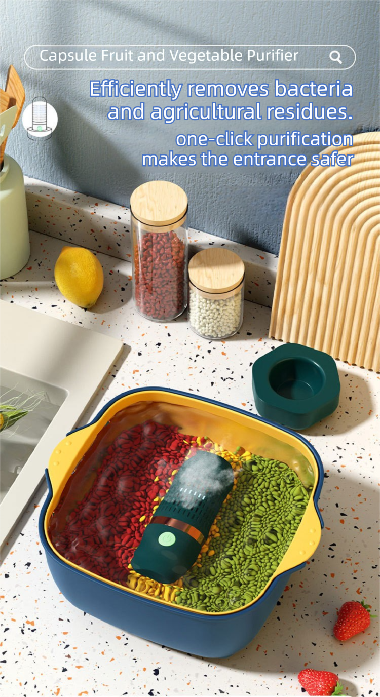 Green Wireless Capsule Fruit and Vegetable Purifier(16x5.4CM) - Portable Food Disinfection & Sterilization Cleaner, 99.9% Bacteria Removal