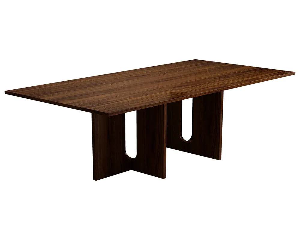 Walnut Melamine Dining Table 6 Seater - Mekamart Australia