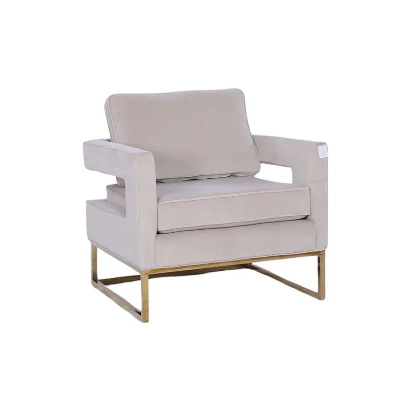 Golden Framed Bottom Armed Accent Chair_Grey - Mekamart Australia
