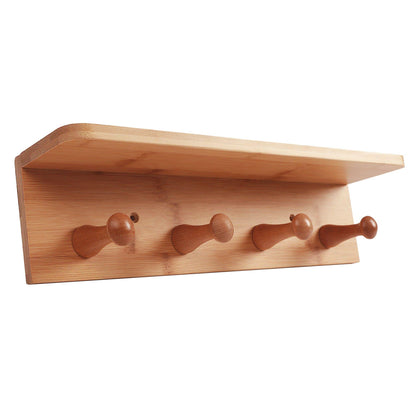 Bamboo Wall Hooks and Shelf - Mekamart Australia