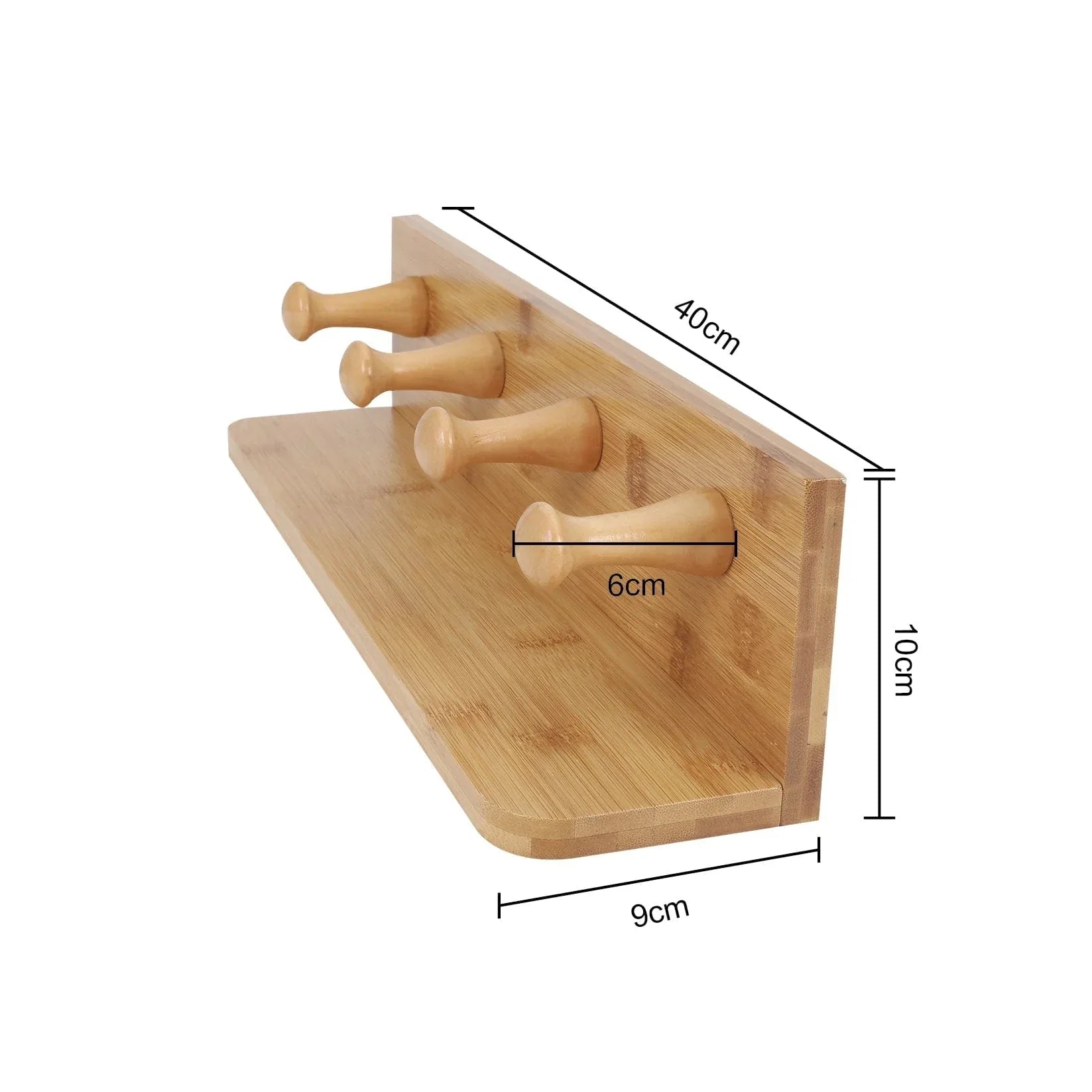 Bamboo Wall Hooks and Shelf - Mekamart Australia
