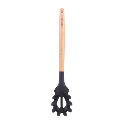 Beechwood & silicone pasta spoon charcoal