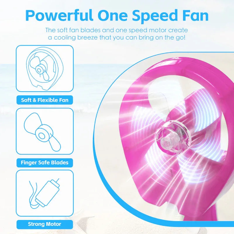 Handhold Battery Powered Personal Water Spray Fan-Blue/Pink - Blue