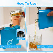 175ml Stainless Steel Hip Flask w Funny Quotes-Blue