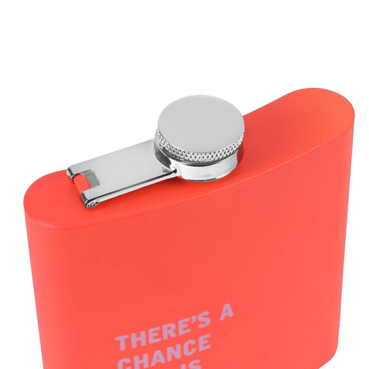175ml Stainless Steel Hip Flask w Funny Quotes - Peach