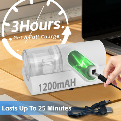 UV‑C Cordless Dust Mite Vacuum Handheld Sanitizing Cleaner with 1200 mAh Battery