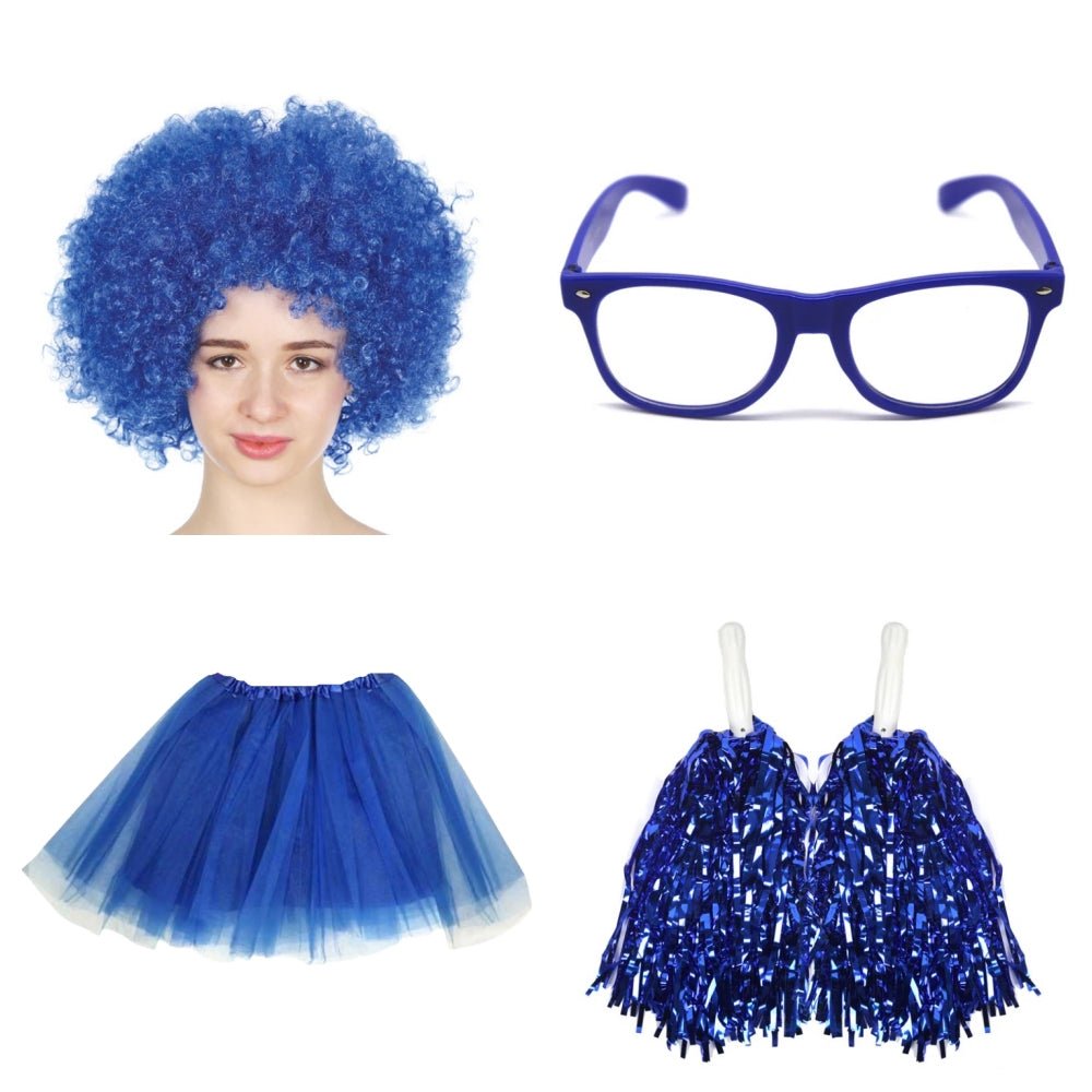 School house carnival colour celebrates kit Wig Glasses Tutus and Pom Poms - Green
