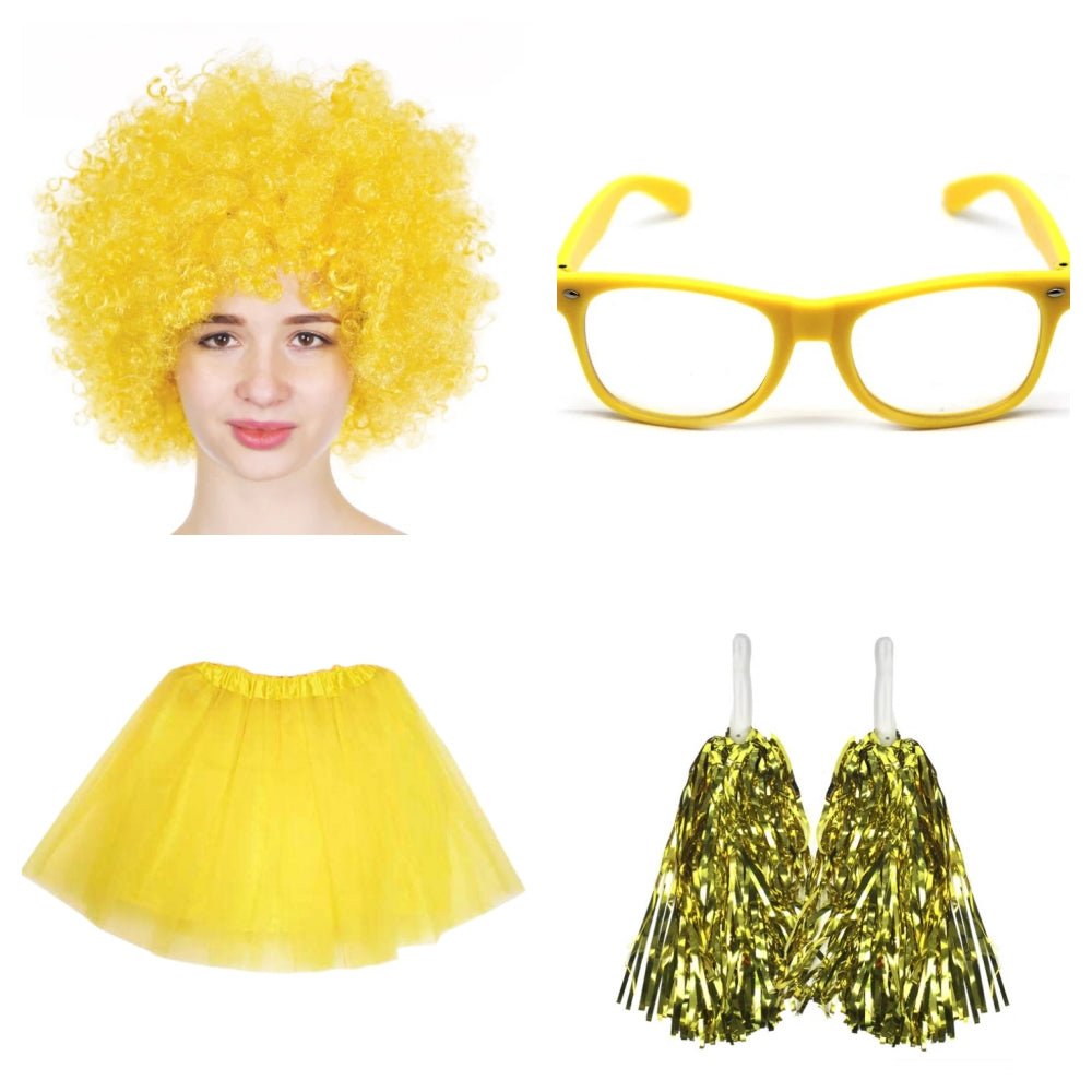 School house carnival colour celebrates kit Wig Glasses Tutus and Pom Poms - Red