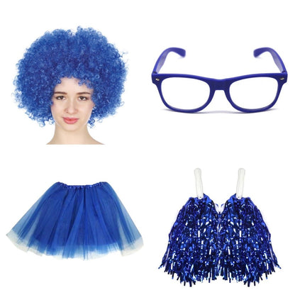 School house carnival colour celebrates kit Wig Glasses Tutus and Pom Poms - Red