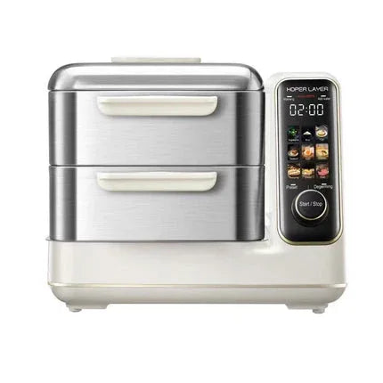 Hoper Layer Electric Food Steamer 16L Large Capacity 10 Second Start 24H Timer Independent Water Tank