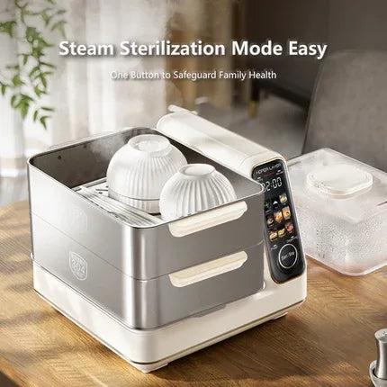 Hoper Layer Electric Food Steamer 16L Large Capacity 10 Second Start 24H Timer Independent Water Tank