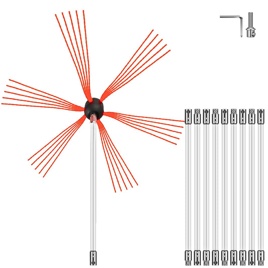 VEVOR Chimney Sweep Kit 33FT Chimney Cleaning Kit Nylon Sooteater Chimney Cleaning Kit Flexible Brush Head Chimney Sweeping Kit Easy Connecting Chimney Brush With 10 White Rods