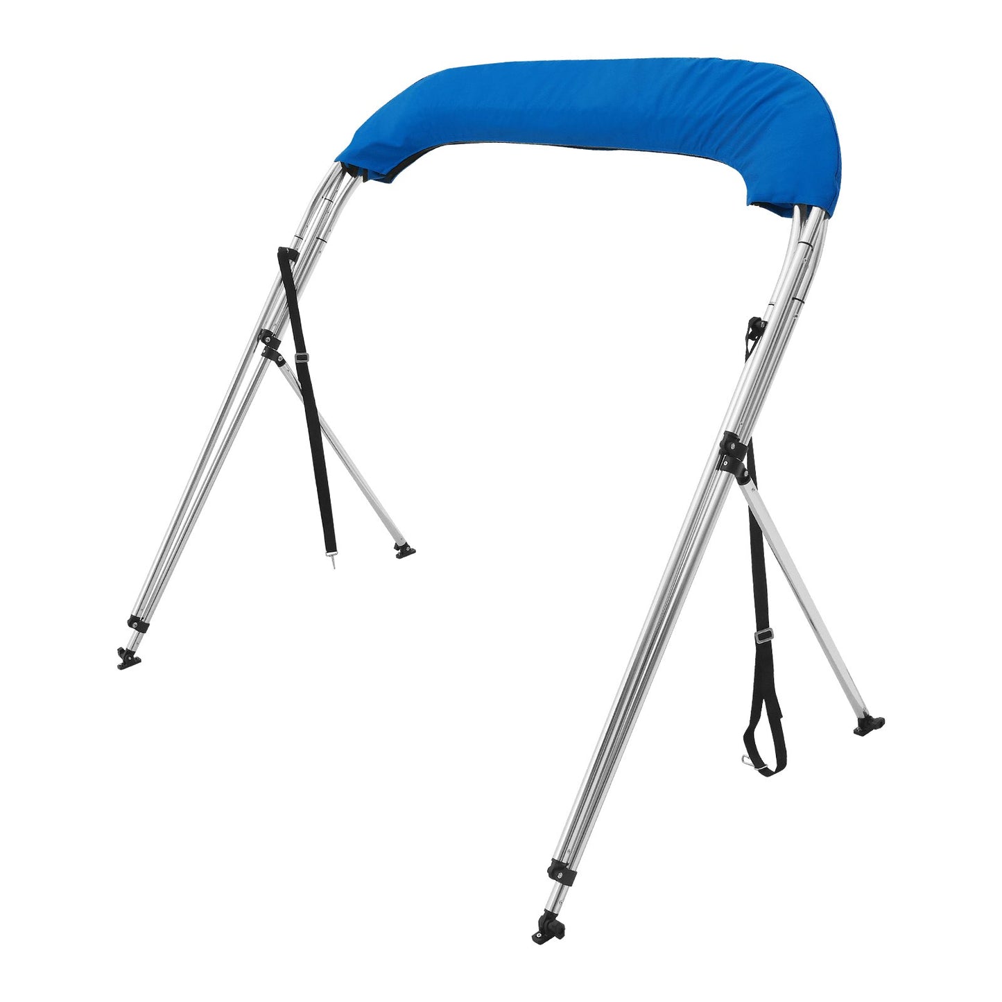 VEVOR 3 Bow Bimini Top Boat Cover, 900D Polyester Canopy with 1" Aluminum Alloy Frame, Waterproof and Sun Shade, Includes Storage Boot, 2 Support Poles, 4 Straps, 6'L x 46"H x 61"-66"W, Pacific Blue