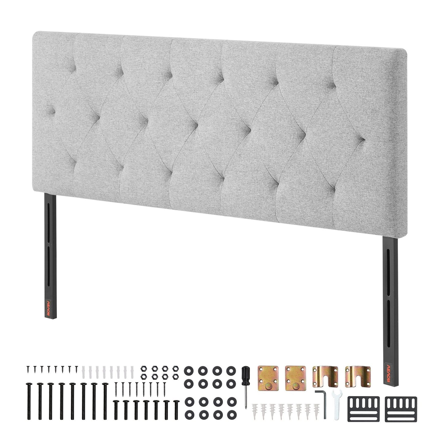 VEVOR Headboard, Full Size Headboard with Adjustable Height, Comfortable Diamond Tufted for Full Size Bed, W 56.3 x H（35.6-47.4）inches, Ideal for Bedroom, Hotel, Homestay, Dormitory, Light Grey