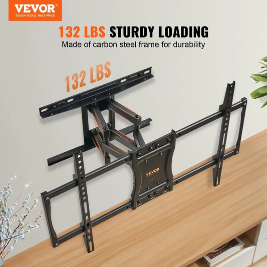 VEVOR Full Motion TV Mount Fits for Most 37-75 inch TVs, Swivel Tilt Horizontal Adjustment TV Wall Mount Bracket with 4 Articulating Arms, Max VESA 600x400mm, Holds up to 132 lbs - Mekamart Australia