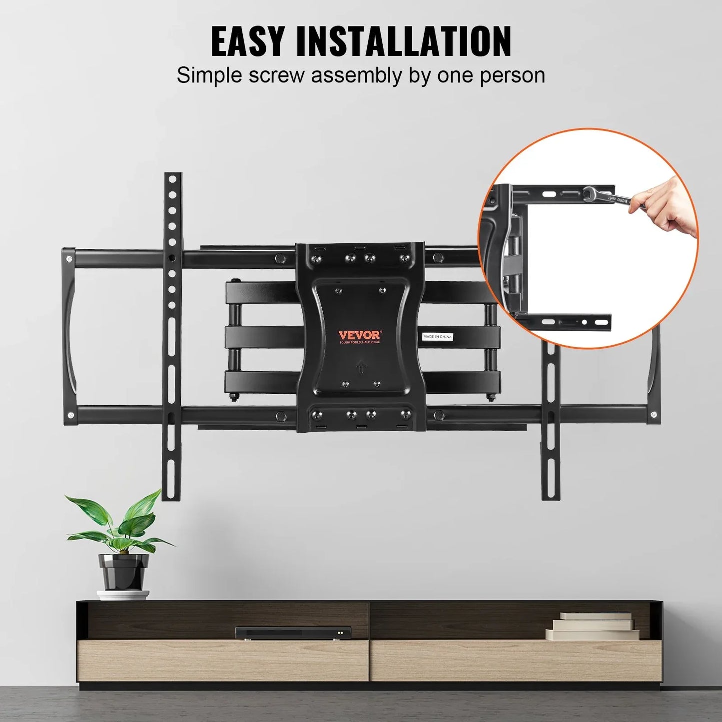 VEVOR Full Motion TV Mount Fits for Most 37-75 inch TVs, Swivel Tilt Horizontal Adjustment TV Wall Mount Bracket with 4 Articulating Arms, Max VESA 600x400mm, Holds up to 132 lbs - Mekamart Australia