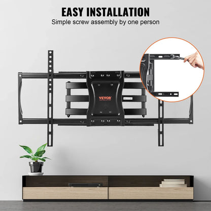 VEVOR Full Motion TV Mount Fits for Most 37-75 inch TVs, Swivel Tilt Horizontal Adjustment TV Wall Mount Bracket with 4 Articulating Arms, Max VESA 600x400mm, Holds up to 132 lbs - Mekamart Australia