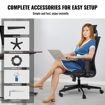 VEVOR Office Chair Base Replacement, 710 mm, 1134 kg Static Load Capacity, Heavy Duty Universal Computer Desk Chair Stool Base Part with Reinforced Metal Legs, Desk Chair Base Replacement Parts, Black