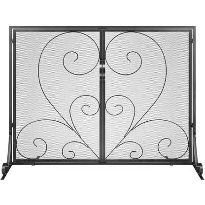 VEVOR 990x802MM Fireplace Screen 2-Panel Iron Mesh Spark Guard Vintage Black