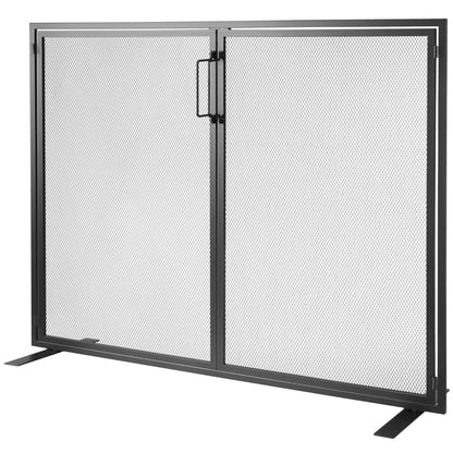 VEVOR Fireplace Screen 1 Panel with Door, Sturdy Iron Mesh Fireplace Screen, 990(L) x780(H)MM Spark Guard Cover, Simple Installation, Free Standing Fire Fence Grate for Living Room Home Decor Modern