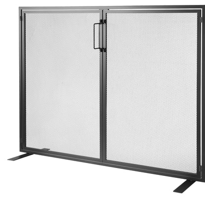 VEVOR Fireplace Screen 1 Panel with Door, Sturdy Iron Mesh Fireplace Screen, 990(L) x780(H)MM Spark Guard Cover, Simple Installation, Free Standing Fire Fence Grate for Living Room Home Decor Modern