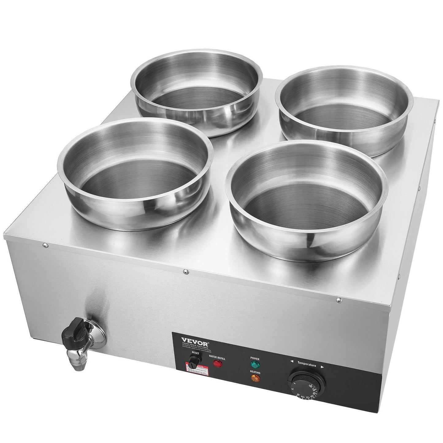 VEVOR Commercial Soup Warmer Soup Station with 4*7.4Qt Pot Soup Kettle Warmer