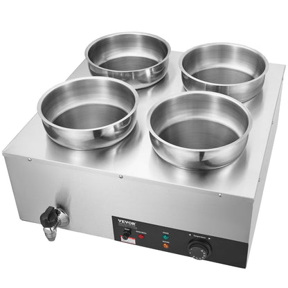 VEVOR Commercial Soup Warmer Soup Station with 4*7.4Qt Pot Soup Kettle Warmer