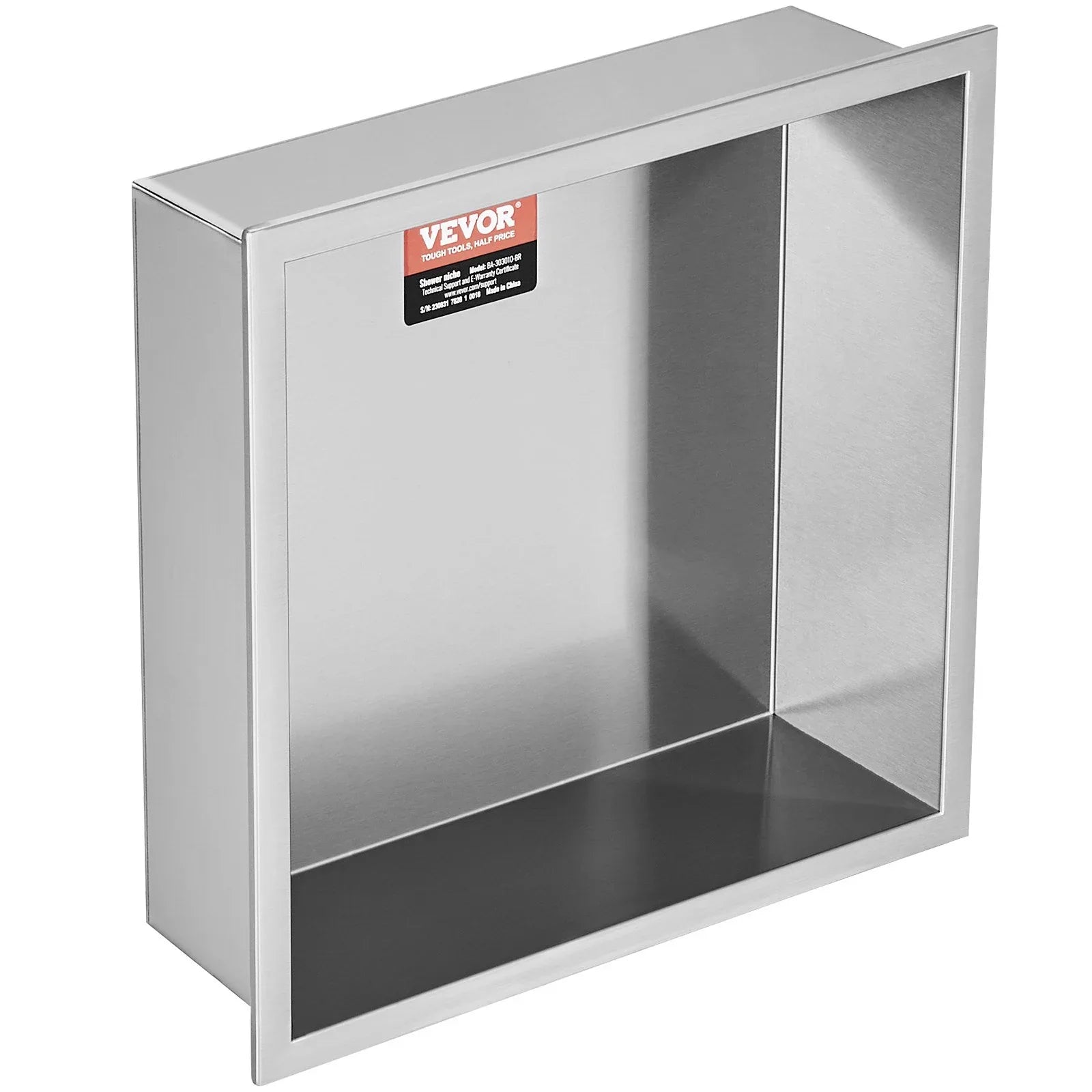 VEVOR 33.02 x 33.02 cm No Tile Shower Niche 304 Stainless Steel, Wall-Inserted Niche Recessed Double Shelves, Sealed Waterproof Rust-Resistant Modern Niche for Shower Bathroom Soap Storage, Silver - Mekamart Australia
