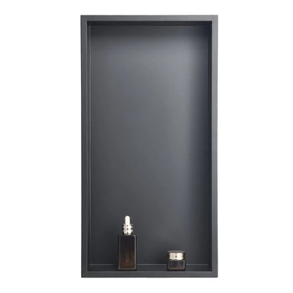 VEVOR Shower Niche, 33.0 x 63.5 x 10.2 cm Recessed Wall Niche, Heavy-duty Stainless Steel Modern Soap & Shampoo Storage Organizer, Sealed Waterproof, Durable & Easy to Install, Black for Bathroom