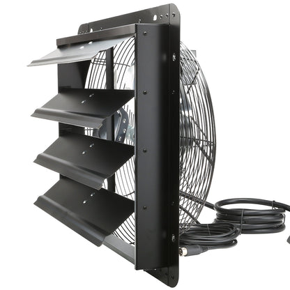 VEVOR Shutter Exhaust Fan, 406 mm /16inch with Temperature Humidity Controller, EC-motor, 1747 CFM, Variable Speed Adjustable Wall Mount Attic Fan, Ventilation and Cooling for Greenhouses, Garages, Sheds