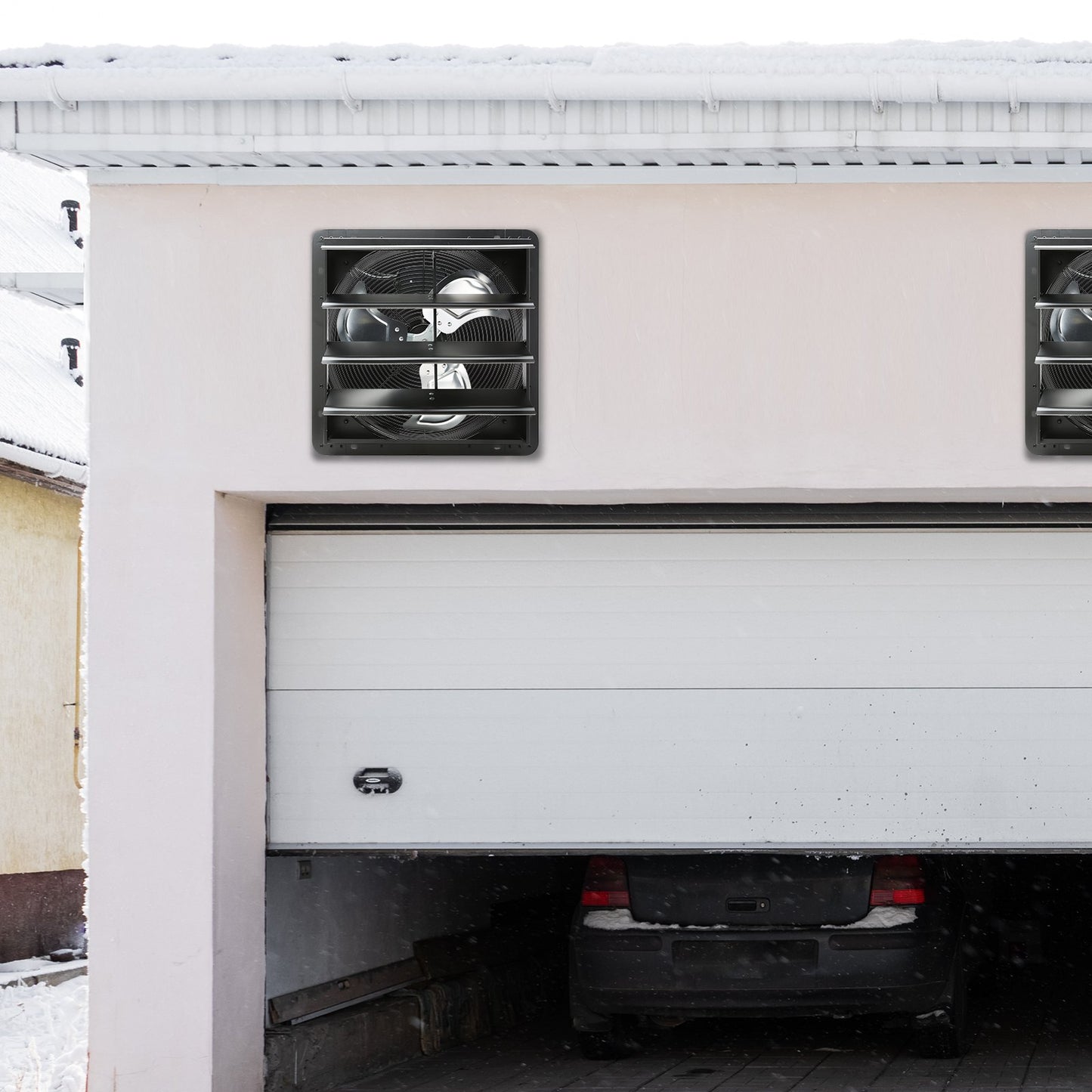 VEVOR Shutter Exhaust Fan, 406 mm /16inch with Temperature Humidity Controller, EC-motor, 1747 CFM, Variable Speed Adjustable Wall Mount Attic Fan, Ventilation and Cooling for Greenhouses, Garages, Sheds