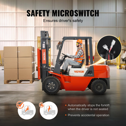 VEVOR Universal Tracor Seat, Lawn Mower Seat with Micro Switch and Drainage Holes, 16-34 cm Extended Slot Tractor Seat for Tractor Loader Excavator