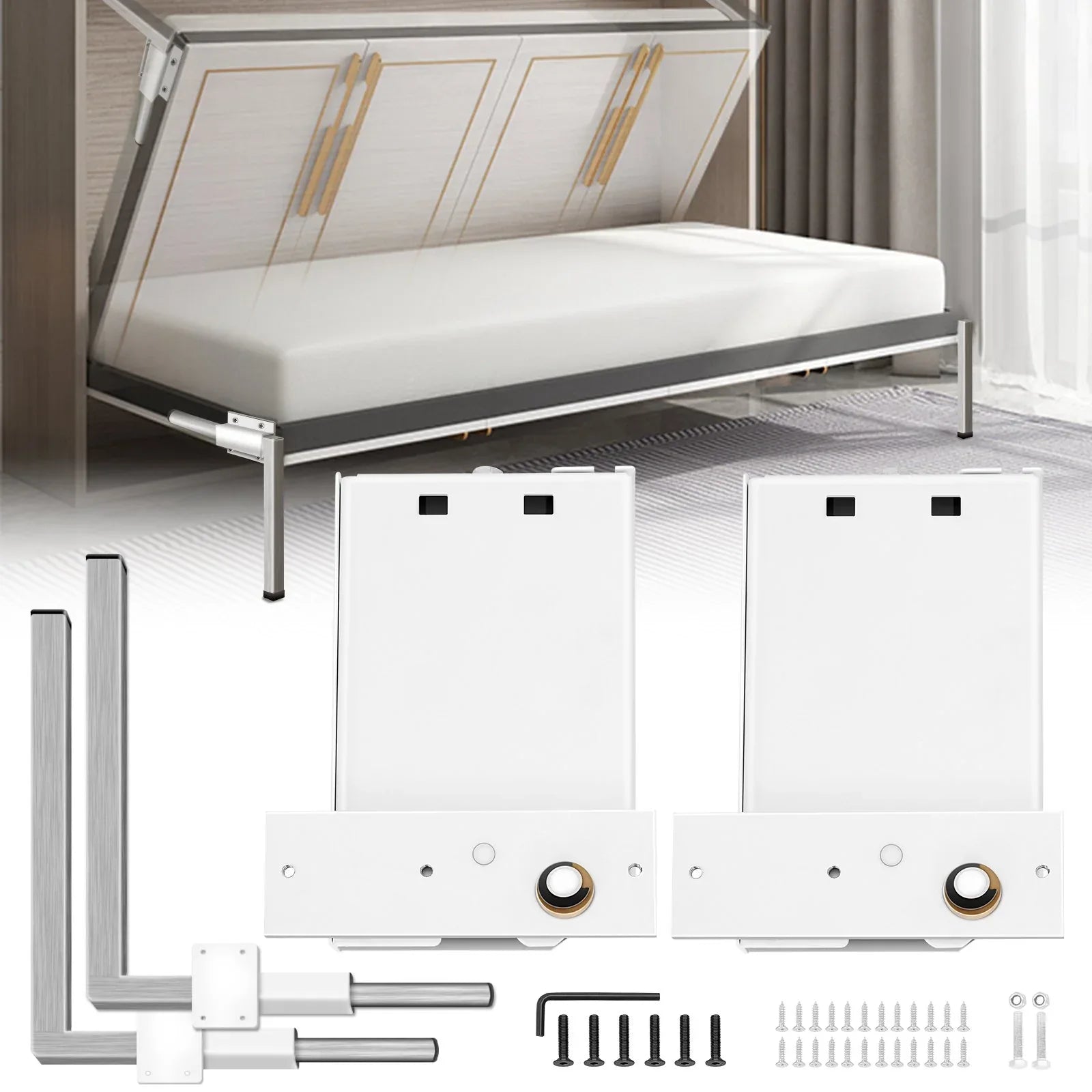 VEVOR DIY Murphy Bed Springs Mechanism Hardware Kit Horizontal for Twin Size Bed - Mekamart Australia