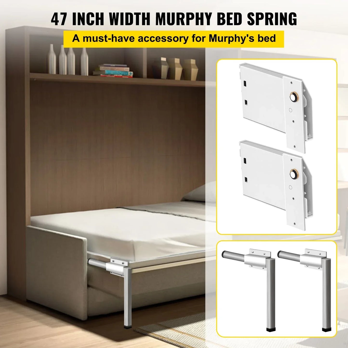 VEVOR DIY Murphy Bed Springs Mechanism Hardware Kit Horizontal for Twin Size Bed - Mekamart Australia