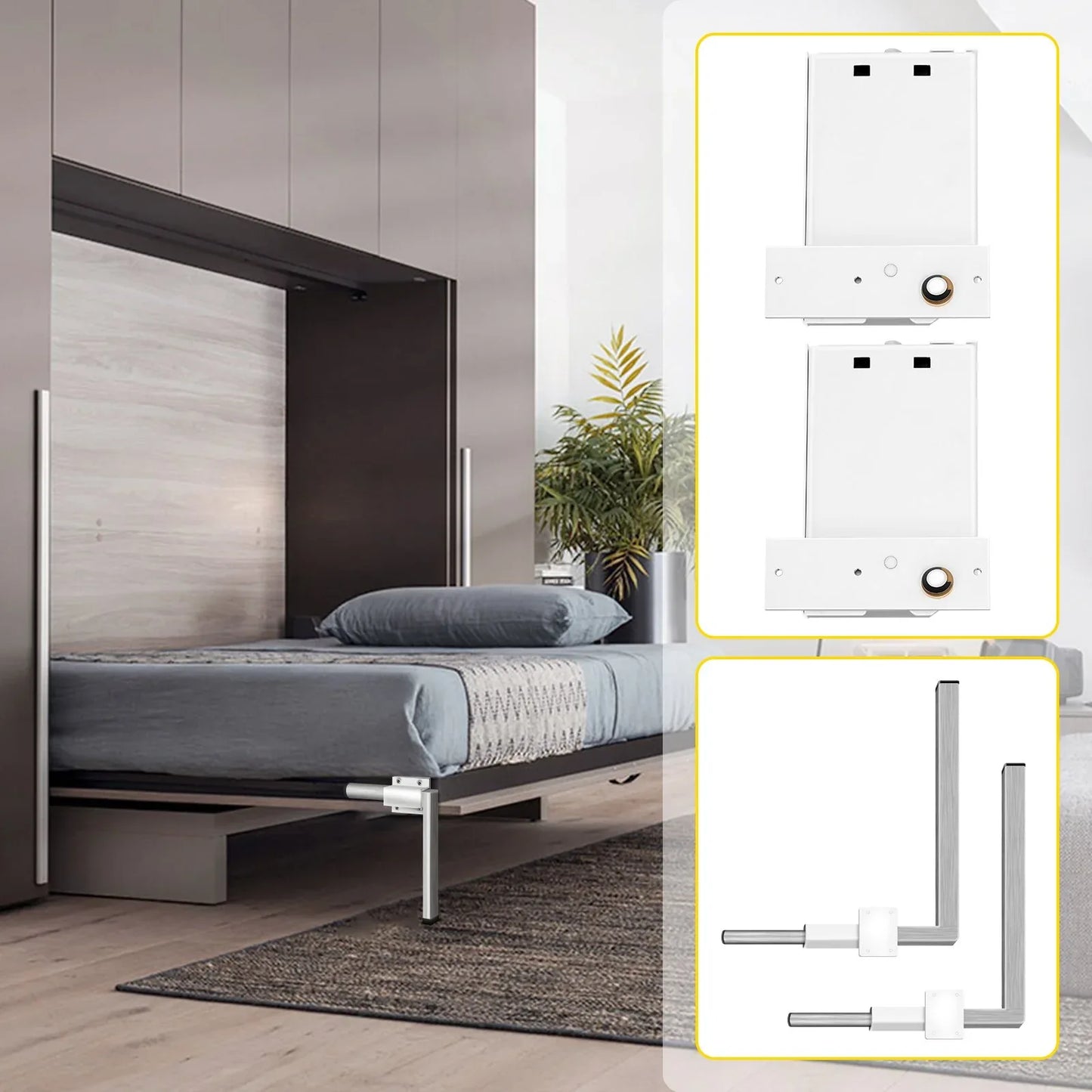 VEVOR DIY Murphy Bed Springs Mechanism Hardware Kit Horizontal for Twin Size Bed - Mekamart Australia